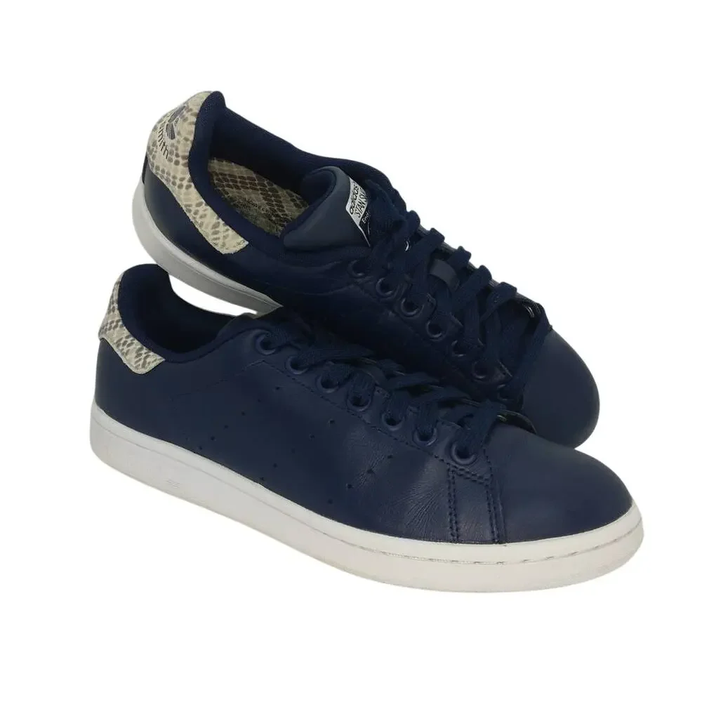 ADIDAS STAN SMITH Women's Leather Snake Print Blue Sneakers - Size: 9